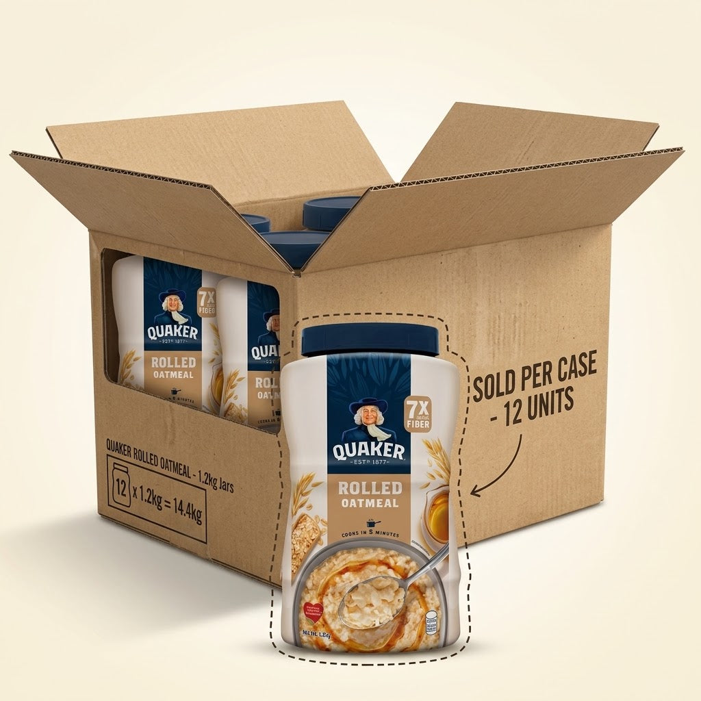 1 CASE- Quaker Rolled Oatmeal 1.2kg Jar x 12pcs