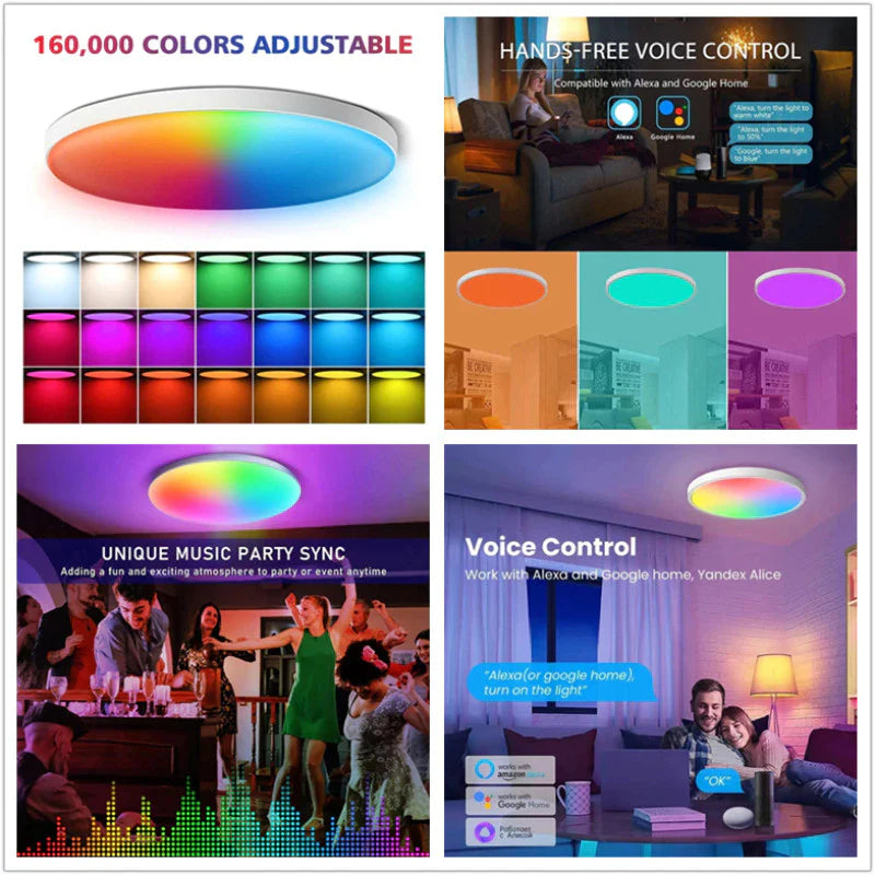 Tuya Wifi Smart Ceiling Light Led Bulb RGBCW 24W Dimmable Light Smart Life Remote Control Works With Alexa Google Home