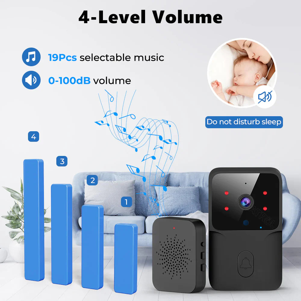 Smatrul Tuya Wireless Wi-Fi Doorbell Outdoor High-Definition Camera - BLACK [1 Button 2 Receivers]