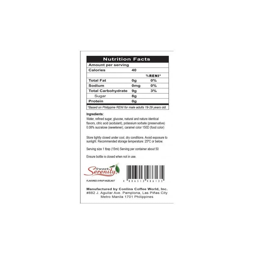 Serenity HAZELNUT Syrup