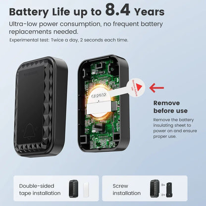 SMATRUL WIRELESS DOOR BELL - BLACK [1 BUTTON / 3 RECEIVERS]