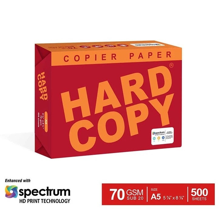 1 BOX HARD COPY Copier Paper SUB 20 70gsm - 5 REAMS