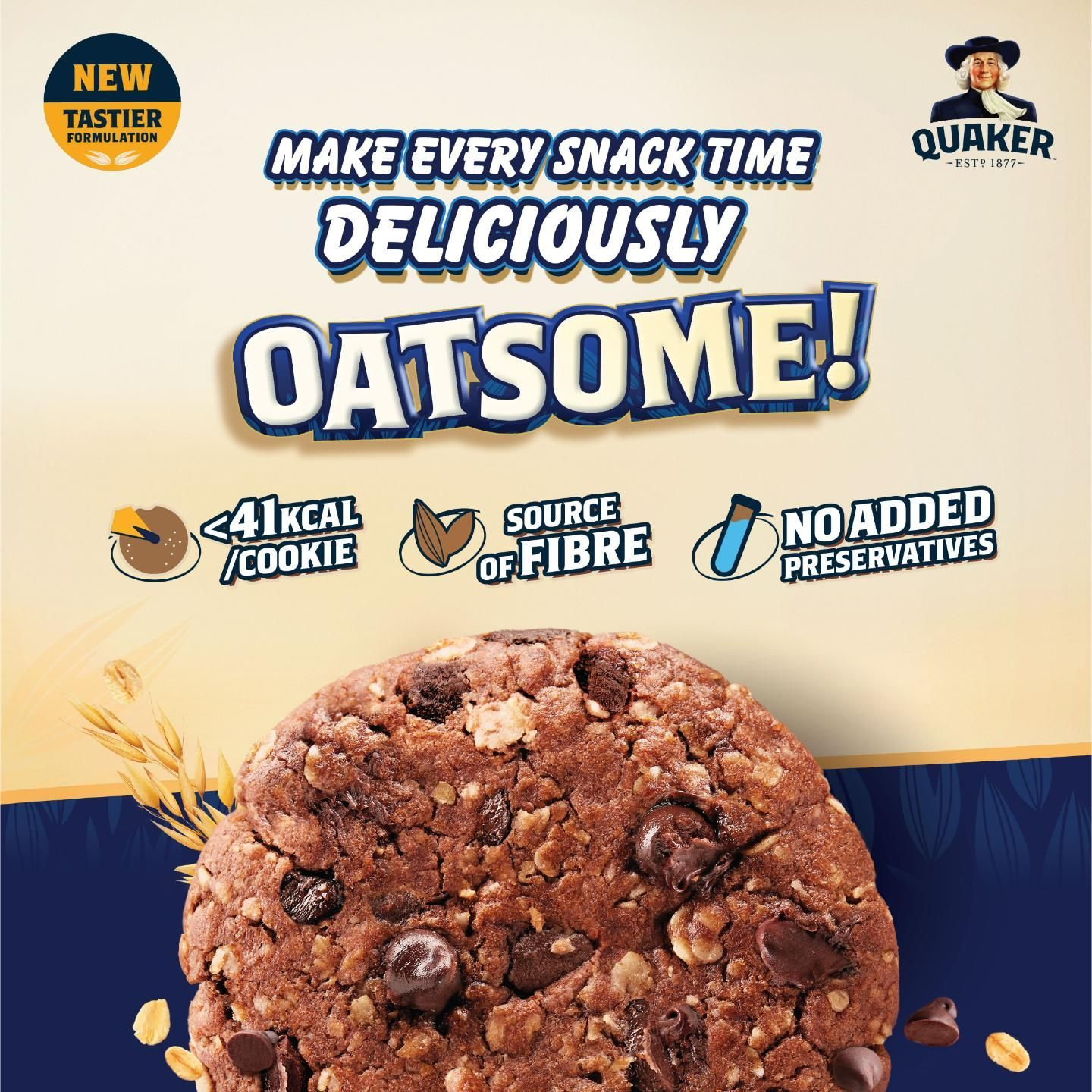 1 CASE - Quaker Oat Cookies Chocolate Chips 6s/150g x 50