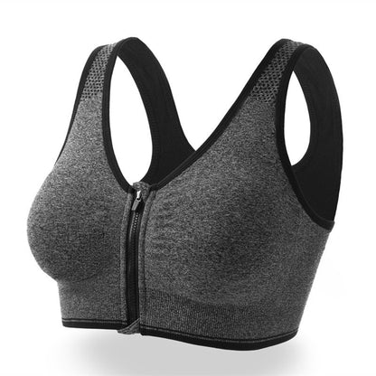 Women's SPORTS BRA Front Zipper Shock-proof Wire-free Breathable Material