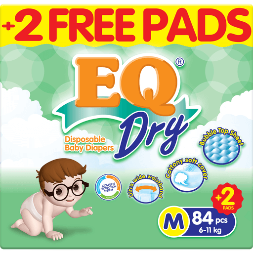 EQ Dry Mega Pack Tape baby Diaper 84's - M