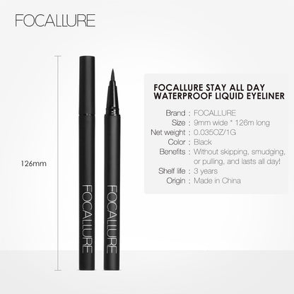 Focallure Stay All Day Waterproof Liquid Eyeliner Pen | Waterproof and Oil Resistant | FA13