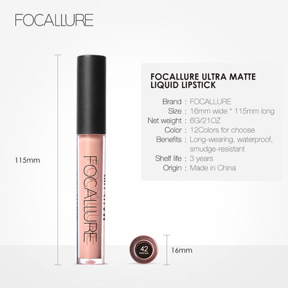 Focallure Ultra Matte Waterproof Liquid Lipstick - FA24 - long wearing, smudge proof and waterproof