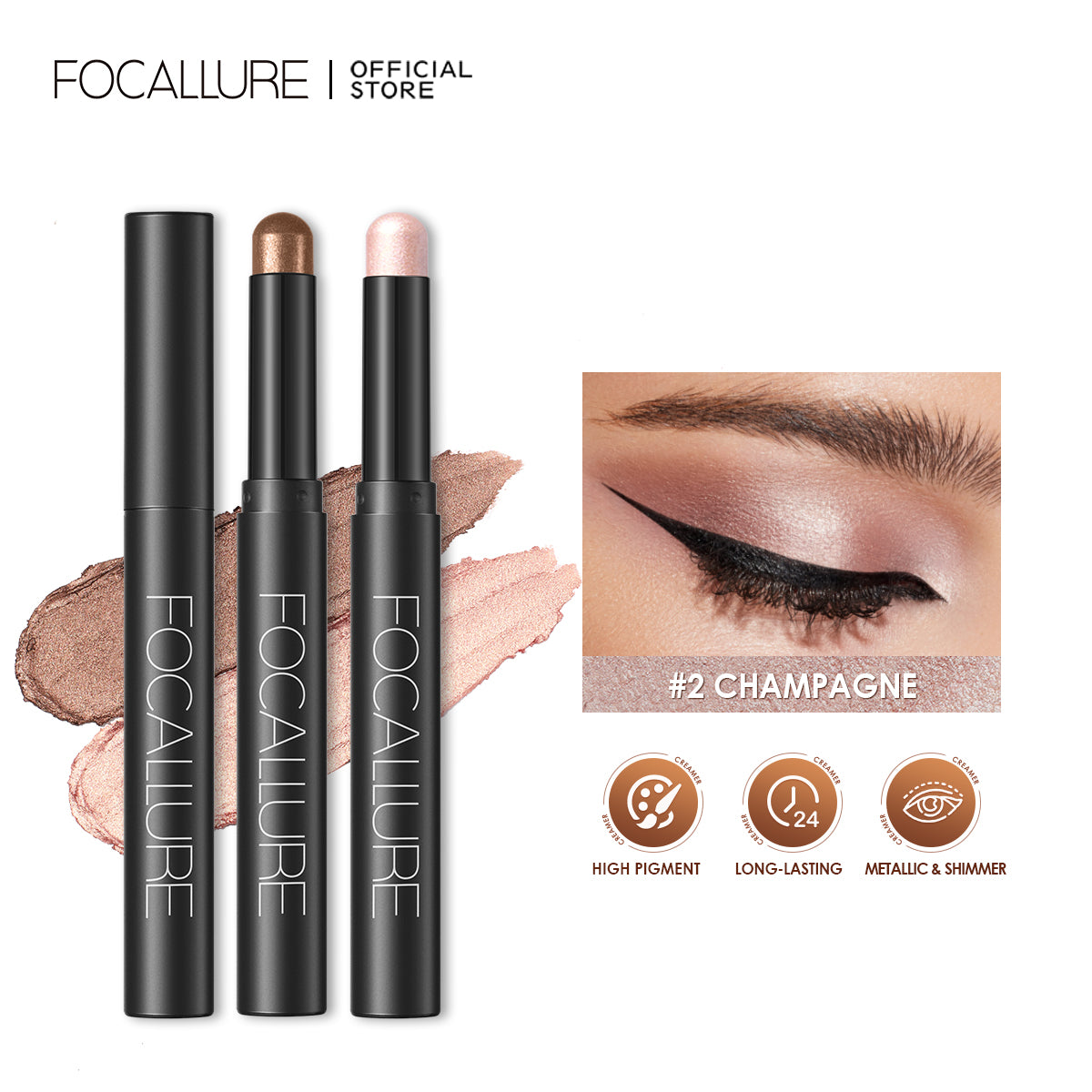 Focallure Longwear Eyeshadow pencil & Liner Combination - FA38