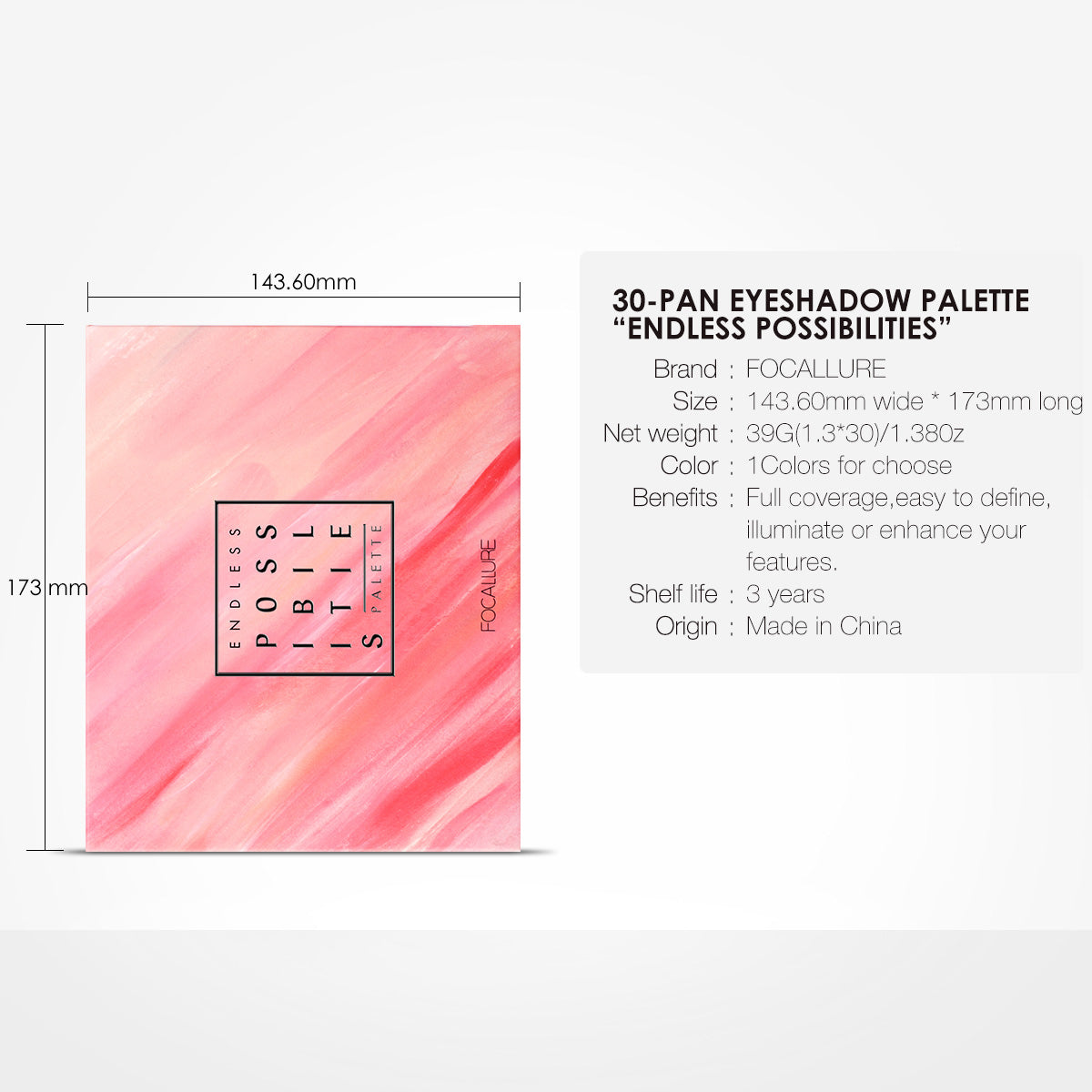 Focallure 30-Pan eyeshadow palette"endless possibilites" collection #C30 FA82