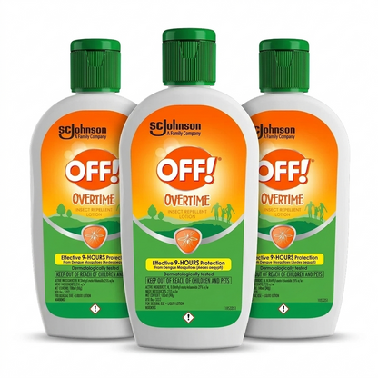 OFF! OVERTIME Insect Repellent Lotion- Effective 9-hours Protection 100ml x 3 pcs