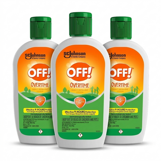 OFF! OVERTIME Insect Repellent Lotion- Effective 9-hours Protection 100ml x 3 pcs