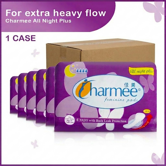 1 CASE - Charmee All Night Plus Feminine Pads 4s x 24 packs
