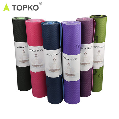 TOPKO Dual Color TPE Yoga Mat- BLUE