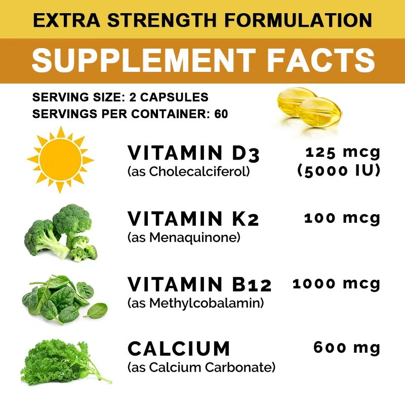 Beworths CALCIUM With D3, K2, B12 - 600mg