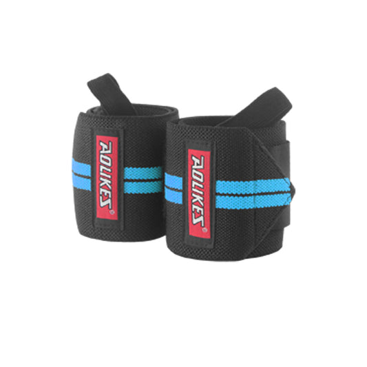 Aolikes 1538 Wrist Wraps With Thumb Loops Braces For Powerlifting - BLUE 1pc