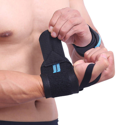 Aolikes 1538 Wrist Wraps With Thumb Loops Braces For Powerlifting - BLUE 1pc