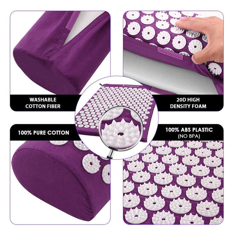 TOPKO Eco-friendly Cotton Material Acupressure Mat & Pillow Set