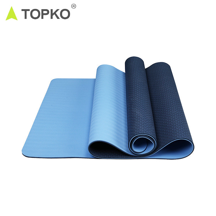 TOPKO Dual Color TPE Yoga Mat- BLUE