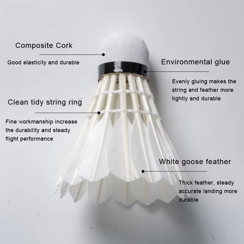 ALP SPORT 808 12pcs/Tube WHITE Goose Feather Shuttlecocks