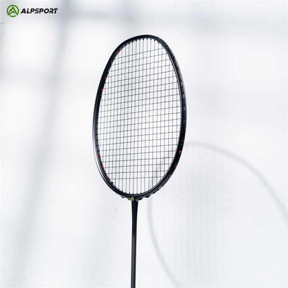 ALP SPORT 1pc BLACK XHP - ALP XHP 6U G4 Carbon Fiber Badminton Racket Flexible & Lightweight With Grips Full Carbon Rackets- Black