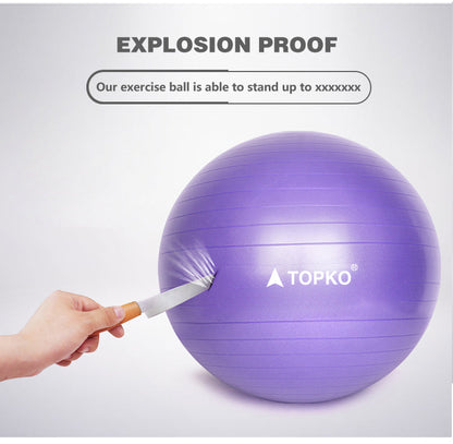 TOPKO 55/65/75cm Diameter Home Gym Use PVC Yoga Ball- BLUE