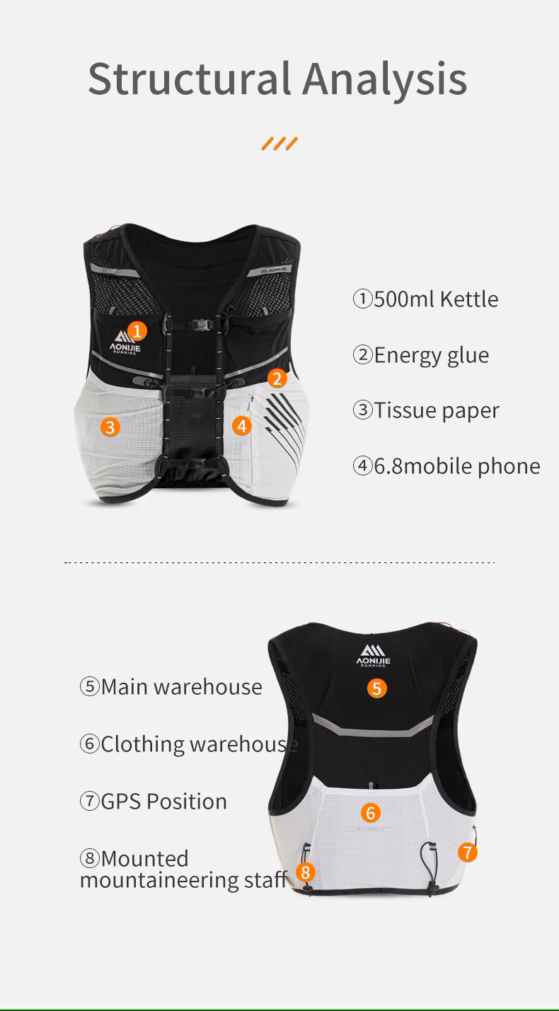 Aonijie C9116 BLACK Trail Running Backpack 5L - MEDIUM