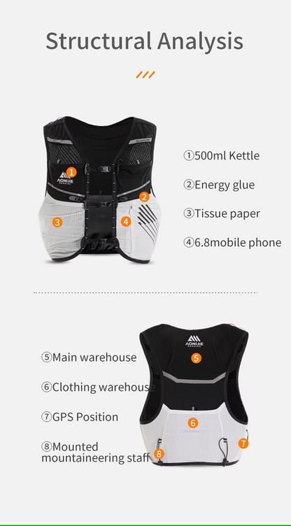 Aonijie C9116 BLACK Trail Running Backpack 5L - MEDIUM