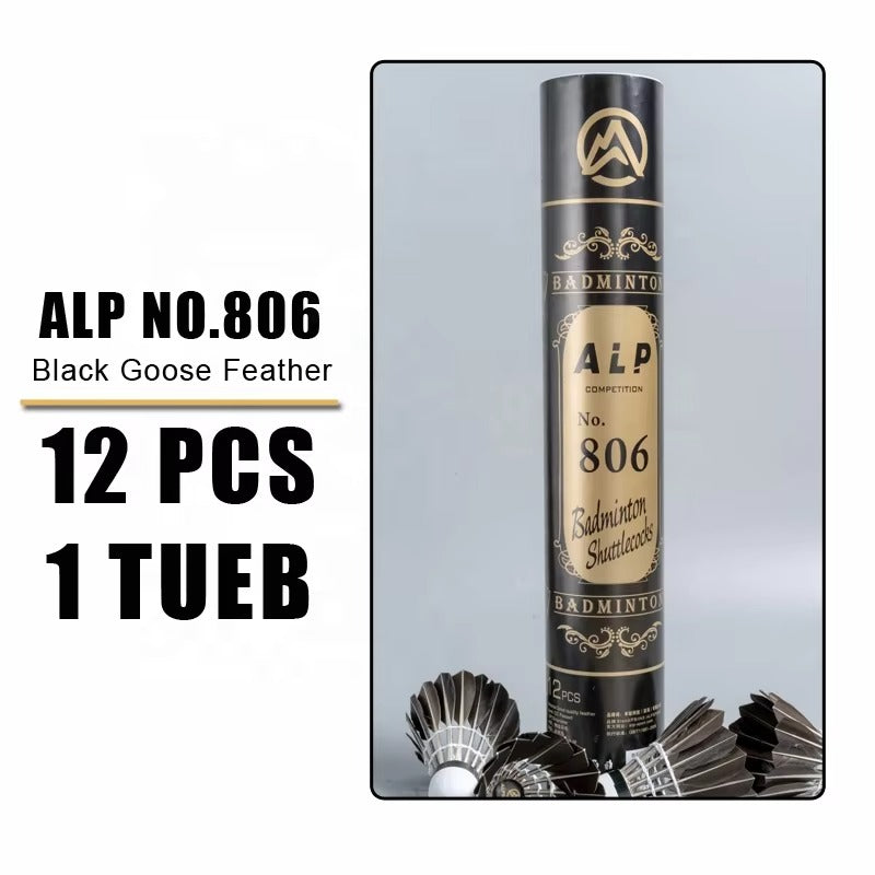 ALP SPORT 806 12pcs/Tube BLACK Goose Feather Shuttlecocks