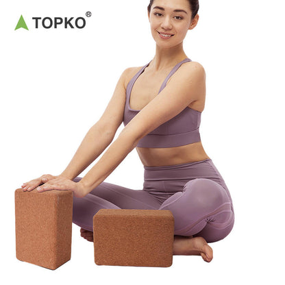 TOPKO Fitness Eco-friendly Natural Pilates Cork Yoga Block 1pc