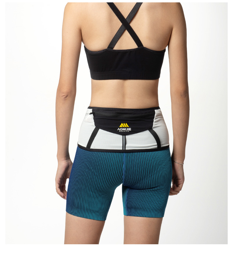 Aonijie W8121 Outdoor RUNNING WAIST BELT BAG - BLACK WHITE XL