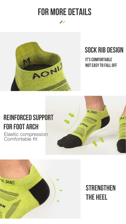 Aonijie E4839 Running Breathable Low-cut TOE SOCKS 3 Pairs - MEDIUM