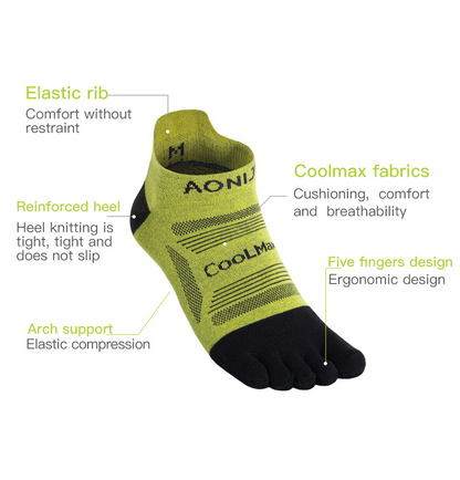 Aonijie E4839 Running Breathable Low-cut TOE SOCKS 3 Pairs - MEDIUM