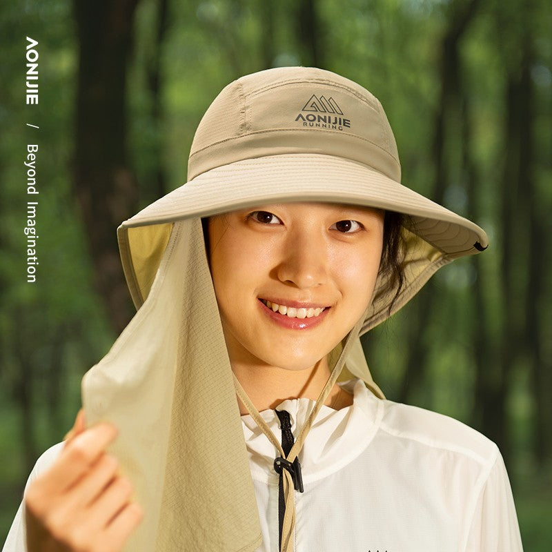 AONIJIE E4627 Long Brim Shawl Hat - KHAKI