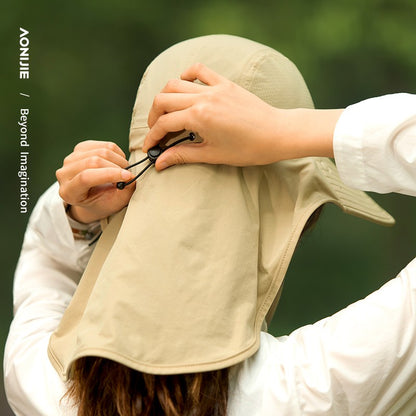 AONIJIE E4627 Long Brim Shawl Hat - KHAKI