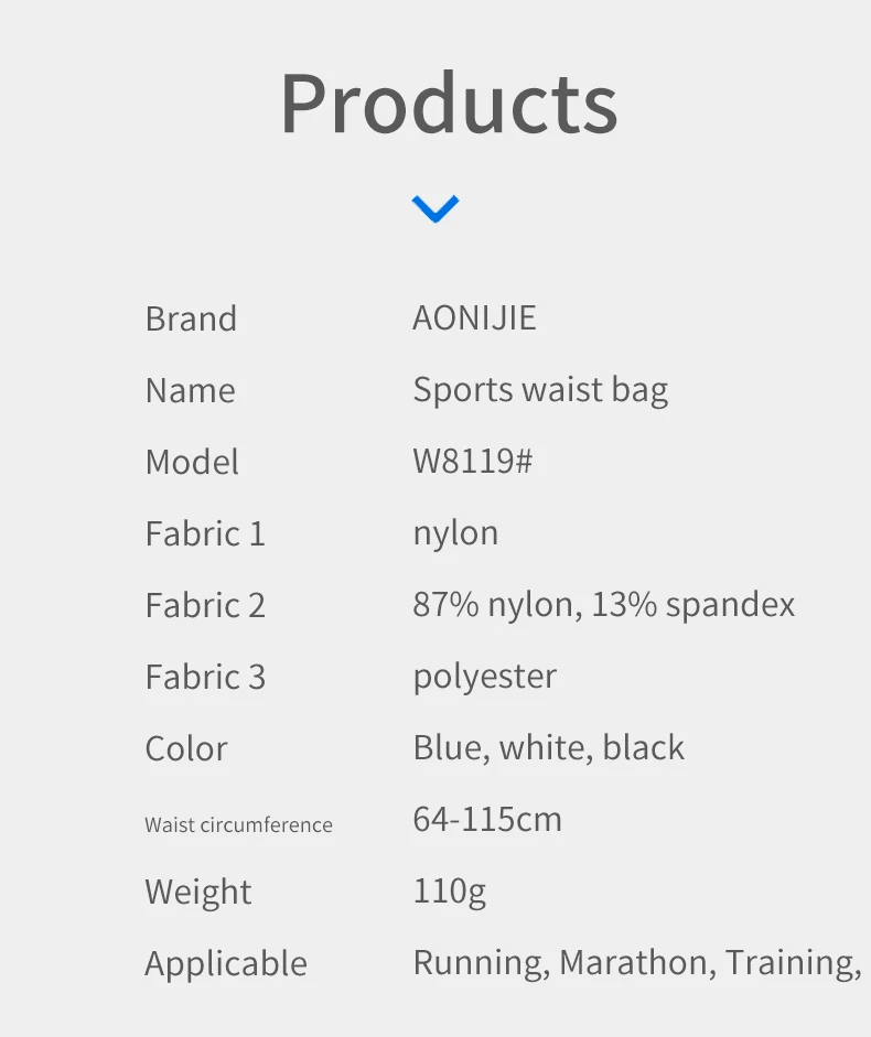 Aonijie W8119 Hydration WAIST BAG Sports Running Belt - BLUE