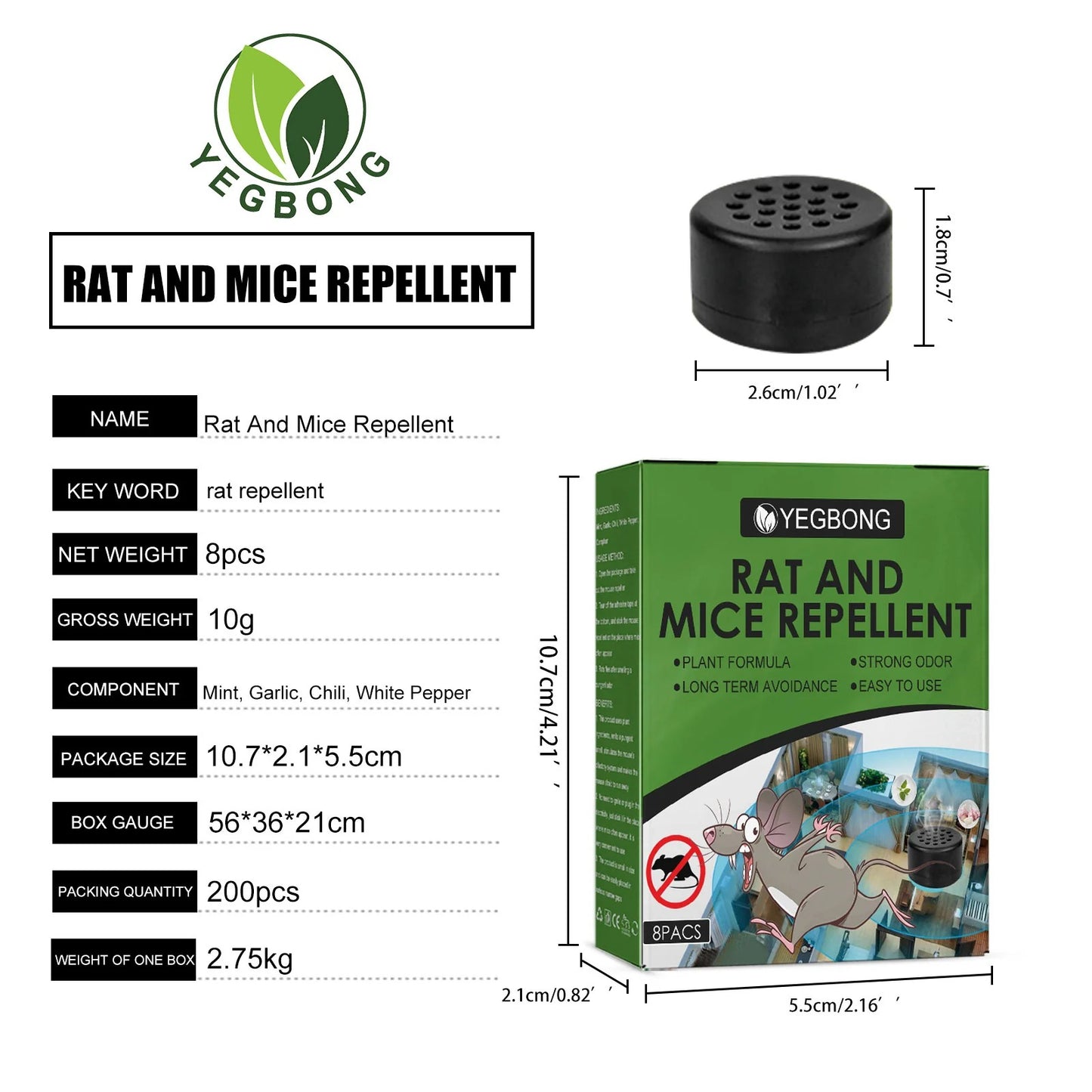 Yegbong RAT AND MICE REPELLENT - 1 box with 8pcs