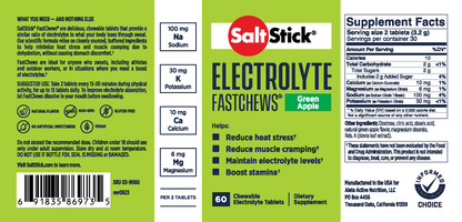 Saltstick Electrolyte Green Apple Fastchews - packet 10ct