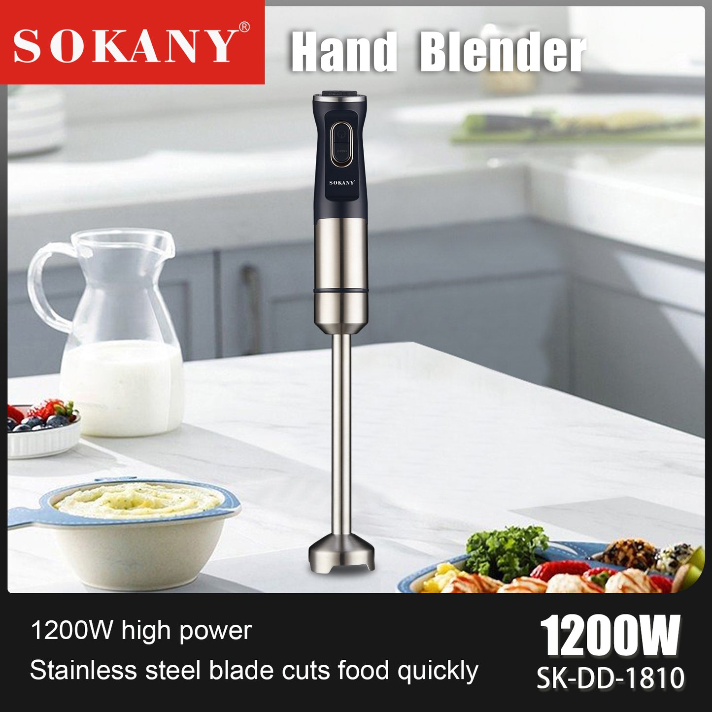 Sokany High Quality Hand Blender Food Mixer 1200W