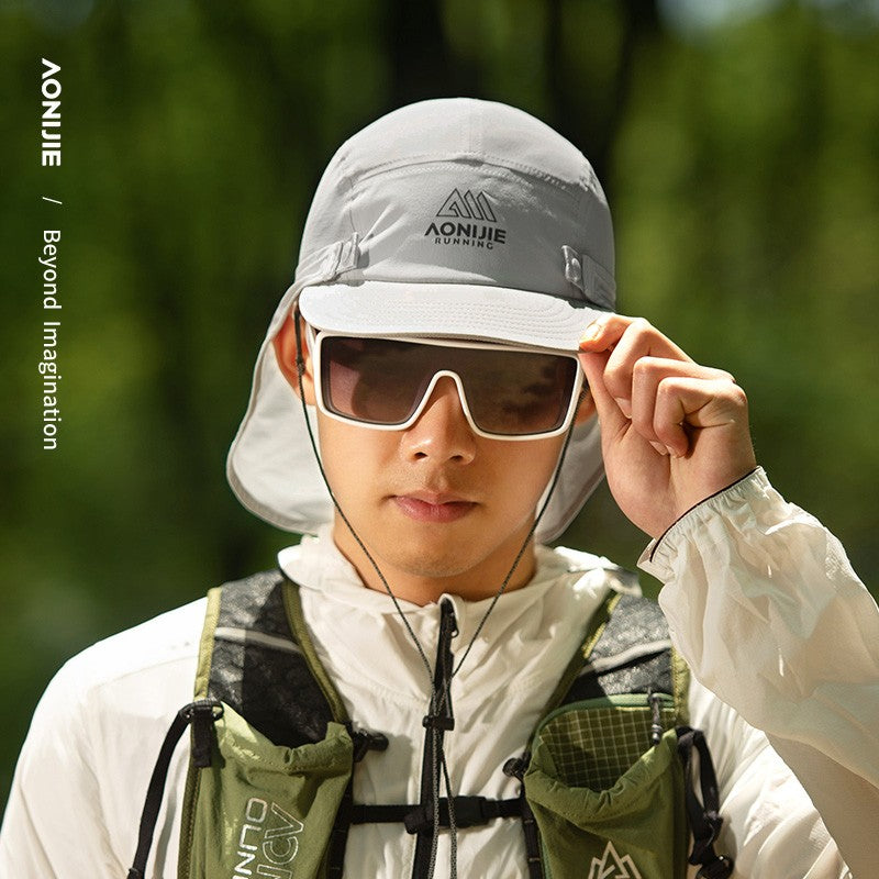 AONIJIE E4625 Short Shawl Hat Sports Running Sunscreen Protection Caps - WHITE