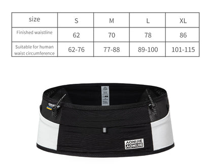 Aonijie Running Belt W8121 WAIST BELT - LARGE BLACK WHITE