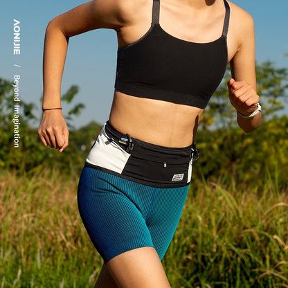 Aonijie Running Belt W8121 WAIST BELT - LARGE BLACK WHITE