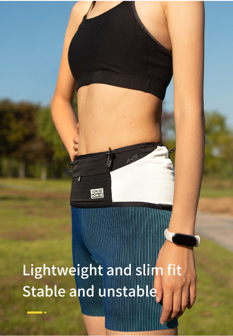 Aonijie Running Belt W8121 WAIST BELT - LARGE BLACK WHITE