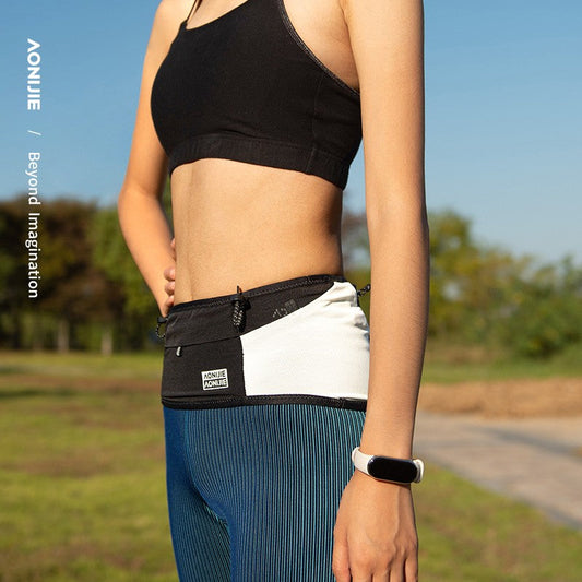 Aonijie Running Belt W8121 WAIST BELT - BLACK WHITE