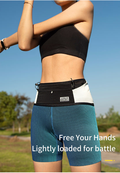 Aonijie Running Belt W8121 WAIST BELT - LARGE BLACK WHITE