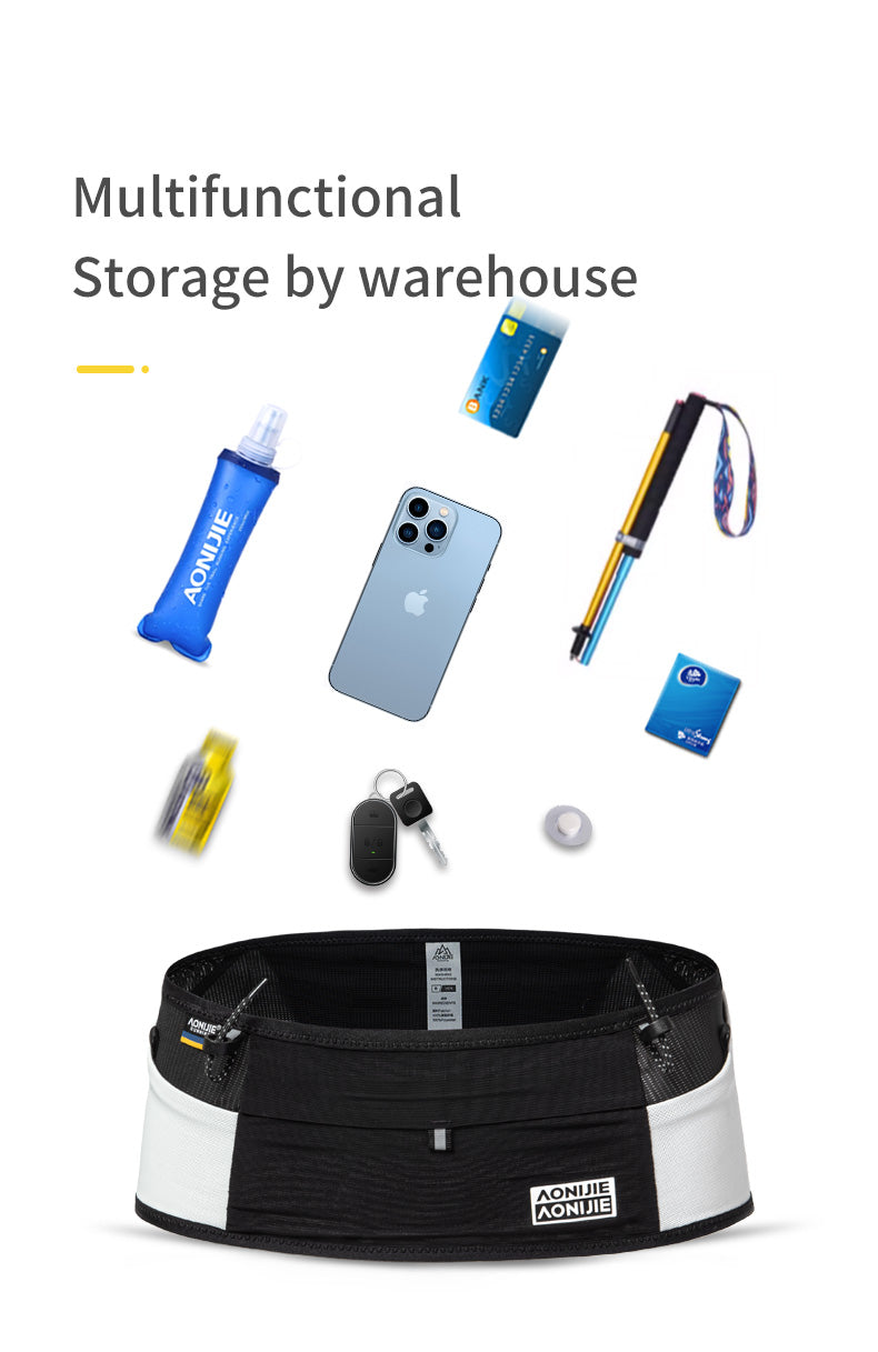 Aonijie Running Belt W8121 WAIST BELT - BLACK WHITE