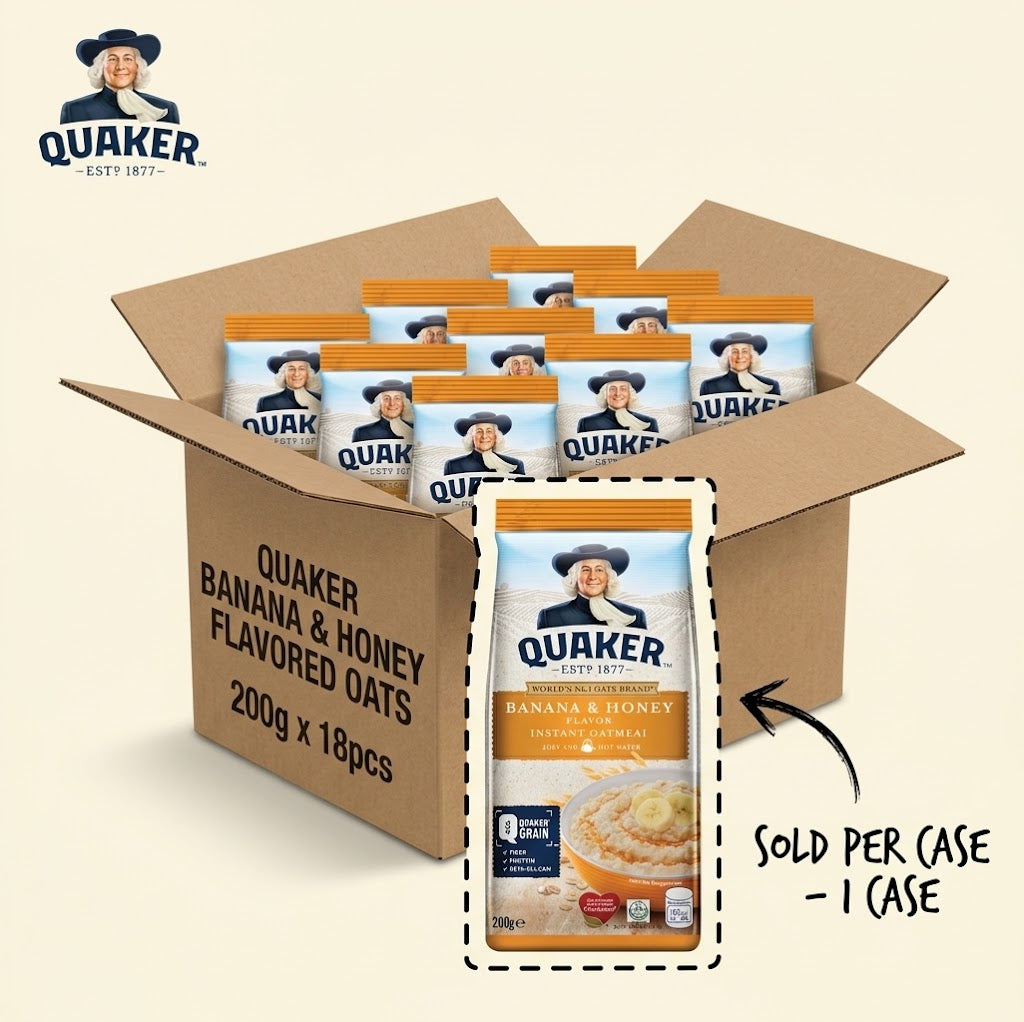 1 CASE - Quaker Banana & Honey Flavored Instant Oatmeal 200g x 18