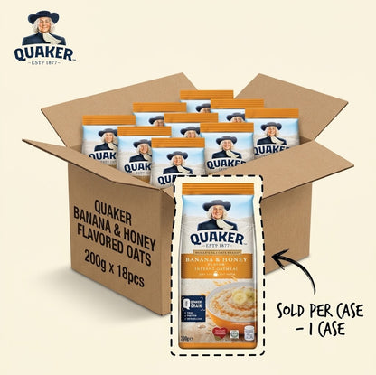 1 CASE - Quaker Banana & Honey Flavored Instant Oatmeal 200g x 18