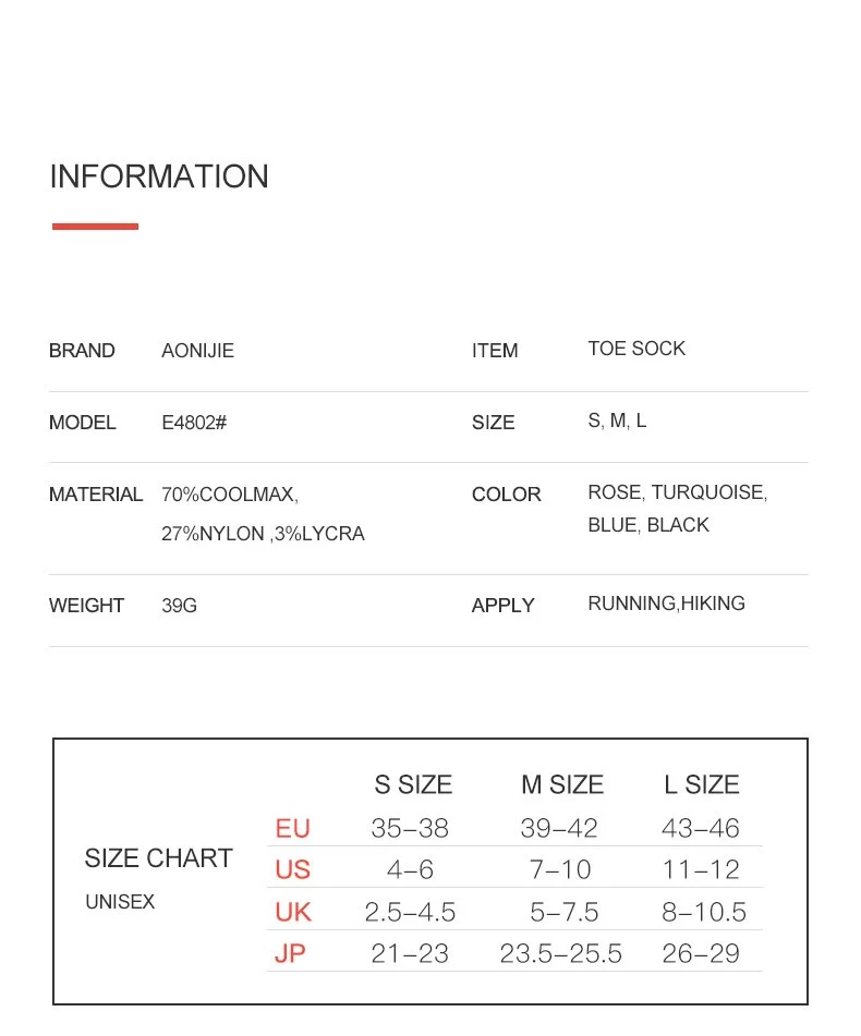 Aonijie E4802 COOL MAX TOE SOCKS 3 pairs - MEDIUM