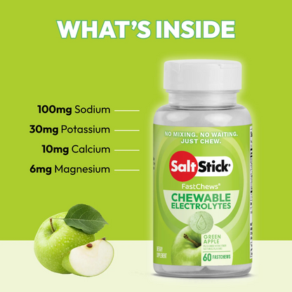 SaltStick FASTCHEWS Green Apple - 60ct Bottle