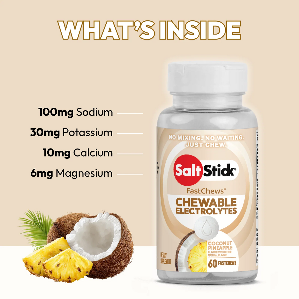 SaltStick FASTCHEWS Coconut Pineapple - 60ct. Bottle